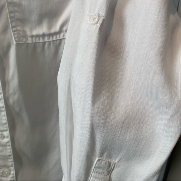 COMO VINTAGE Women’s White Long-sleeve V-neck Button Shirt with Pockets Small - Picture 7 of 10